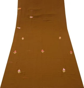 Sushila Vintage Green Remnant Scrap Blend Georgette Embroidered Craft Fabric - Picture 1 of 6