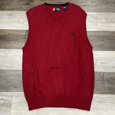 Chaps Vest Mens Large Red V-Neck Pullover Knit Casual Layering Preppy Christmas - Image 1 of 4