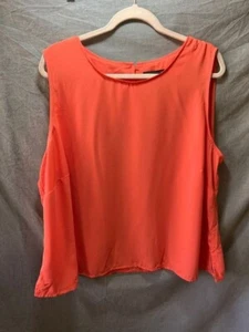 Elementz Shirt Women 3X Orange Sleeveless Rear Button Blouse Ladies. - Picture 1 of 8