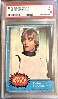 1977 PSA 3 Topps Star Wars Luke Skywalker radiocontrol novato Foto 1 de 2