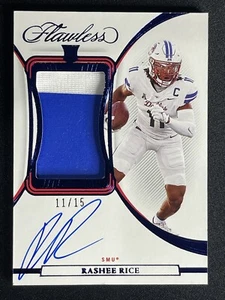 JERSEY #11 /15 RASHEE RICE ROOKIE PATCH ON CARD AUTO AUTOGRAPH 2023 FLAWLESS RPA - Picture 1 of 10