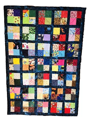 Handmade Blanket Crib Toddler Bed Machine Quilted Navy Blue Cute 52x37 Inches - Image 1 of 4