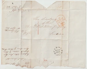 1844 GUERNSEY RED HANDSTRUCK 1 UPP UNIFORM PENNY POST c.40 x 1mm WRAPPER TO EICo - Picture 1 of 4