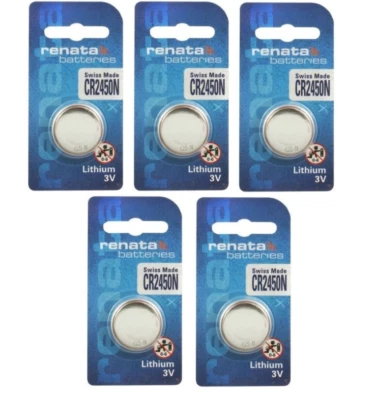 5 PILE BATTERIE CR2450N CR 2450 N 2450N SCALINO 3V RENATA LITIO