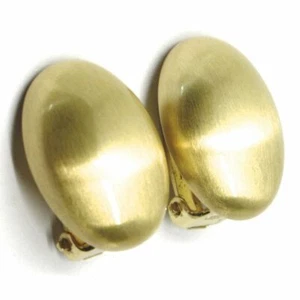 ORECCHINI AQUAFORTE IN ARGENTO 925 CON OVALE SATINATO DORATO MADE IN ITALY CLIP - Picture 1 of 9