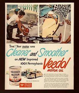 1947 Veedol Motor Oil Anuncio Derby Go Kart Carrera Pennsylvania De Colección Impresión AD - Imagen 1 de 1