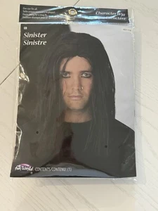 Peluca negra siniestra Fun World talla única adulto recta negra personaje unisex nueva con etiquetas - Imagen 1 de 5