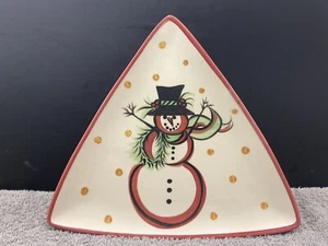 2002 GAIL PITTMAN/CHRISTMAS SNOWMAN PLATE/HAS FLAW UNDER GLAZE/GOOD CONDITION  - Picture 1 of 8