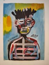 Jean-Michel Basquiat Painting Drawing Vintage Sketch Paper Signed Stamped