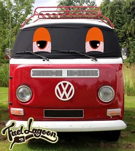 VW Screen Cover T2 Bay Van Window Camper Wrap Transporter Frost Black Blind Eyes - Picture 1 of 4