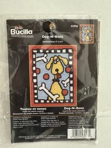 Bucilla 2006 "Dog-N-Bonz" (43996) Counted Cross Stitch Kit 5"x6.5" 14 count, Dog - Picture 1 of 4