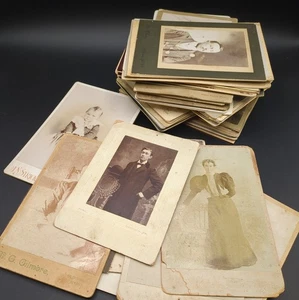 Big Lot 60 Cabinet Cards Antique Old Victorian Photos Men Women Children READ - Picture 1 of 21
