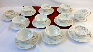 Haviland & Co. Limoges 12 CUPS, 10 SAUCERS Porcelain Princess Pattern France - Picture 1 of 19