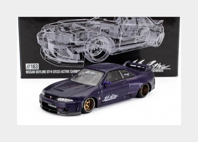 MINI-GT KHMG163 NISSAN - SKYLINE GT-R (R33) ACTIVE CARBON R V2 1995 - BLACK - 1/