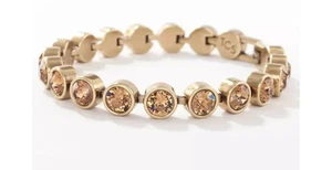Touchstone Crystal by Swarovski BRONZE GOODNE Ice Bracelet Oxidized Brass 7 1/4" - Picture 1 of 2