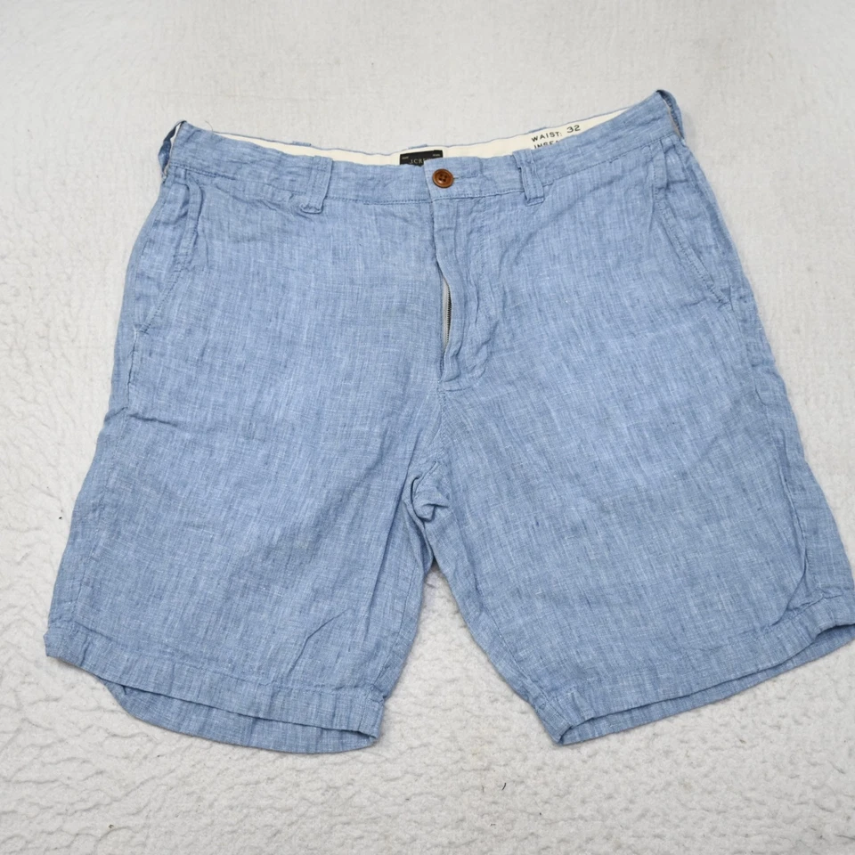 J.CREW Baird McNutt 100% Linen Shorts Stanton Blue Flat Front Mens Size 32 x 9" - Image 1 of 4