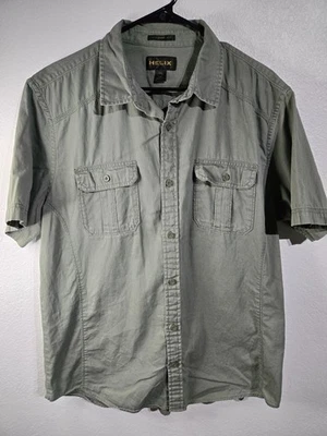 Camisa polo HELIX abotonada para hombre talla XL calce atlético verde ciudad moderna Y2K Foto 1 de 4