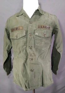Vintage 1969 US Army Herren Hemd OG-107 Baumwollsatin (Größe: 15,5" x 33") - Bild 1 von 5