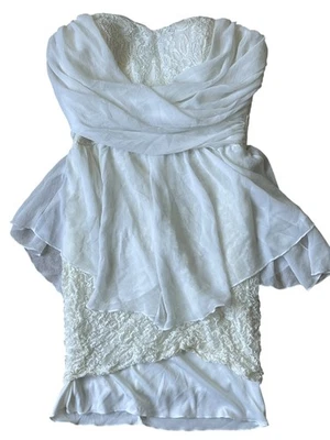 Mystic Y2K Dress Womens JR XS-SM White Lace Strapless Cottage Fairy Whimsigoth - Image 1 of 4