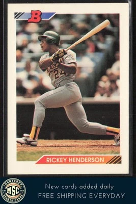 Rickey Henderson 1992 Bowman #166 Oakland Athletics - Image 1 of 2