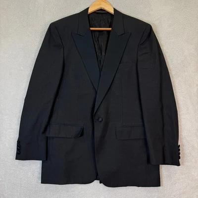 VTG Christian Dior Monsieur Black Wool Tuxedo Jacket Mens 40R Suit Blazer Preppy - Image 1 of 4