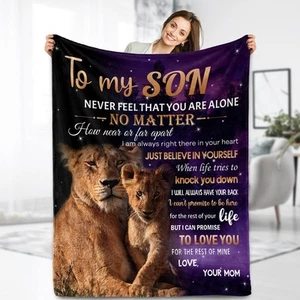 Son Blanket Gifts from Mom - Lightweight Throw with Love Quotes, Soft Fuzzy F... - Picture 1 of 6