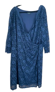 Grace Plus Size 28 30 Navy Blue Lace Dress 56in Bust 3/4 Sleeve £64 Occasion - Picture 1 of 3