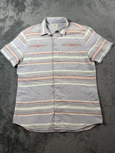 Faherty Shirt Mens Medium Gray Striped Organic Cotton Aztec Western Casual - Picture 1 of 14