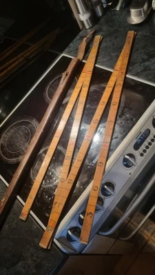 Vintage Leather Cased 10ft Wood and Brass Ruler Made In England - Image 1 of 4