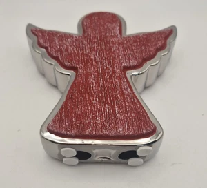 Keramik Silber & Rot Steinzeug Engel Ornament 18 cm Modern Weihnachtsdeko - Bild 1 von 4