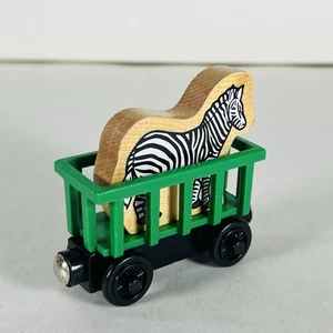 Green Thomas the Train Circus Zebra Tender Cargo Car Wooden Railway - Picture 1 of 11