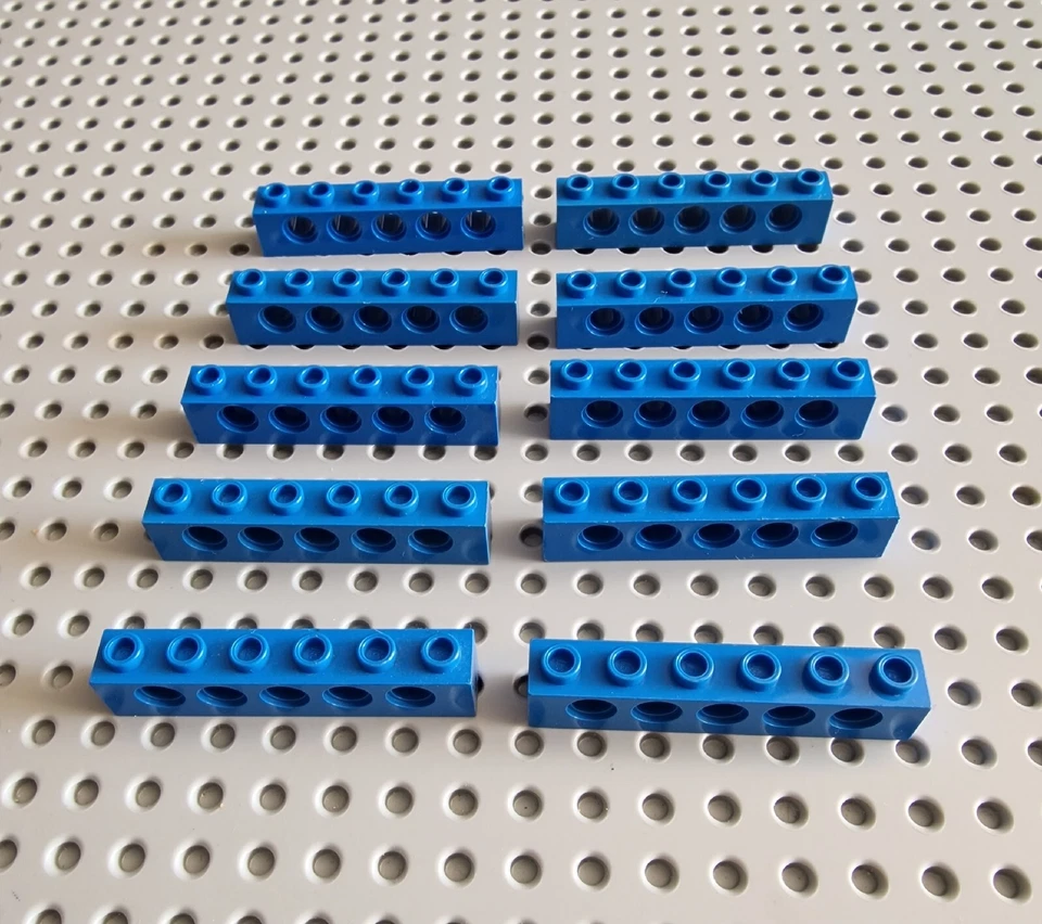 LEGO Technik Lochbalken Lochstein 1x6 Blau 10 Stk Blue Technic Brick 3894 A054 - Bild 1 von 1