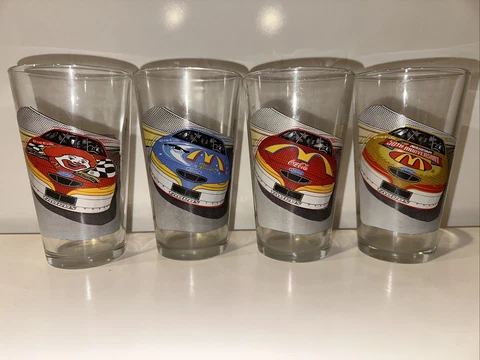 1998 McDonalds Bill Elliot Nascar 50th Anniversary Racing Glasses Complete Set 4 Cover