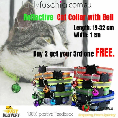 CAT Collar Reflective with Safety Release Breakaway Buckle Kitten Puppy Pet Bell - image 1 of 4