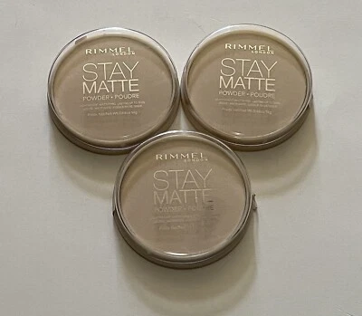 RIMMEL STAY MATTE LONG LASTING PRESSED POWDER .49OZ 14G 001 TRANSPARENT Lot Of 3 - Image 1 of 2