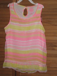 Girl's SO Shear Lined Pink Yellow Ruffled Sleeveless Top Size 14/16 NWT #CL107 - Picture 1 of 3