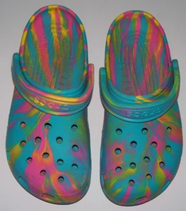SUPERMAN ICE CREAM TIE DYE WOMANS CROCS SANDALS SIZE 6 - Picture 1 of 9
