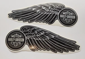 Harley Davidson black silver wings tank decal sticker set of 2 9.85x3,55" 25x9cm - Picture 1 of 4