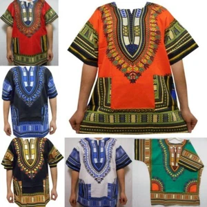 Dashiki 1X 2X 3X Mens Shirt Womens Caftan Boho African Top Mexican Hippie Blouse - Picture 1 of 31