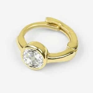 14 Karat massiver Gold kleiner CZ Reifen Ohrring, Huggie, Lappen Knorpel, minimalistisch - Bild 1 von 8