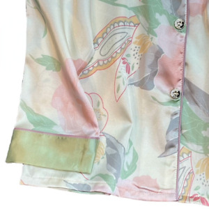 Damska jedwabna kwiatowa piżama garnitur guziki długa koszula + spodnie kombinezon domowy