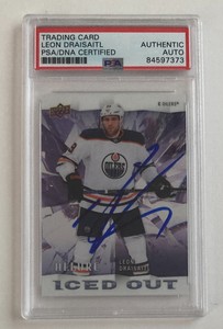 Leon Draisaitl Upper Deck Allure signed ON CARD Auto PSA/DNA Iced Out Oilers