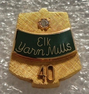 VINTAGE JOSTENS 1/10TH 10k G.F. ELK YARN MILLS 40YRS SERVICE DIAMOND TIE TAC/PIN - Picture 1 of 4