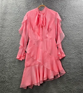 Keepsake Womens A-line Dress Size M Pink Long Sleeve Ruffles - Picture 1 of 14