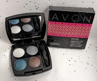 Avon True Color Eye Shadow Quad SEQUINS AND SHINE Q912 Mirror Compact NIB - Image 1 of 4