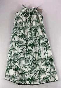 SUNCHILD DRESS YOUTH GIRL SIZE 8 GREEN WHITE LOMBOK PALM TREE PULLOVER - Picture 1 of 7