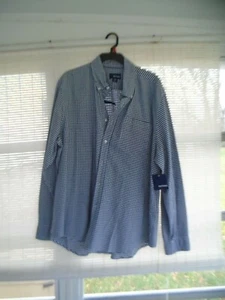Basic Editions Men's Size XL Navy/White Checkered Long Sleeve Shirt With Tags - Picture 1 of 5