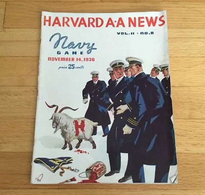 Vintage 1936 Harvard AA News November 14 v Navy Football Game Program - Image 1 of 2