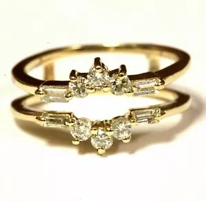 14K Yellow Gold Plated Enhancer Guard Wrap Ring 2Ct Round Lab Created Diamond - Picture 1 of 4