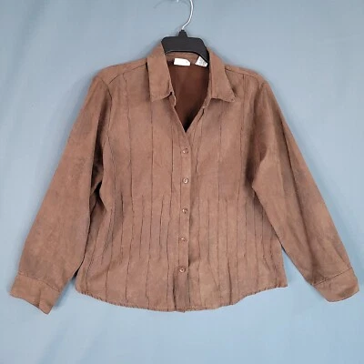 Kim Rogers Mujer Botón Delantero Manga Larga Camisa Chaqueta Marrón Talla PL Foto 1 de 4